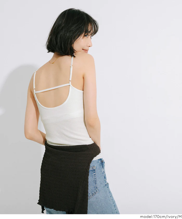 OUT BRA バックオープンVネックキャミソール レディース メール便不可 - Image 6