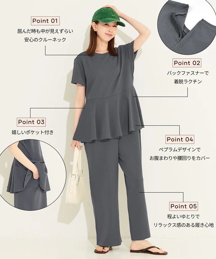 【WEB限定 5/6まで10％OFF】ライトエンボスペプラムオールインワン レディース メール便不可 - Image 3