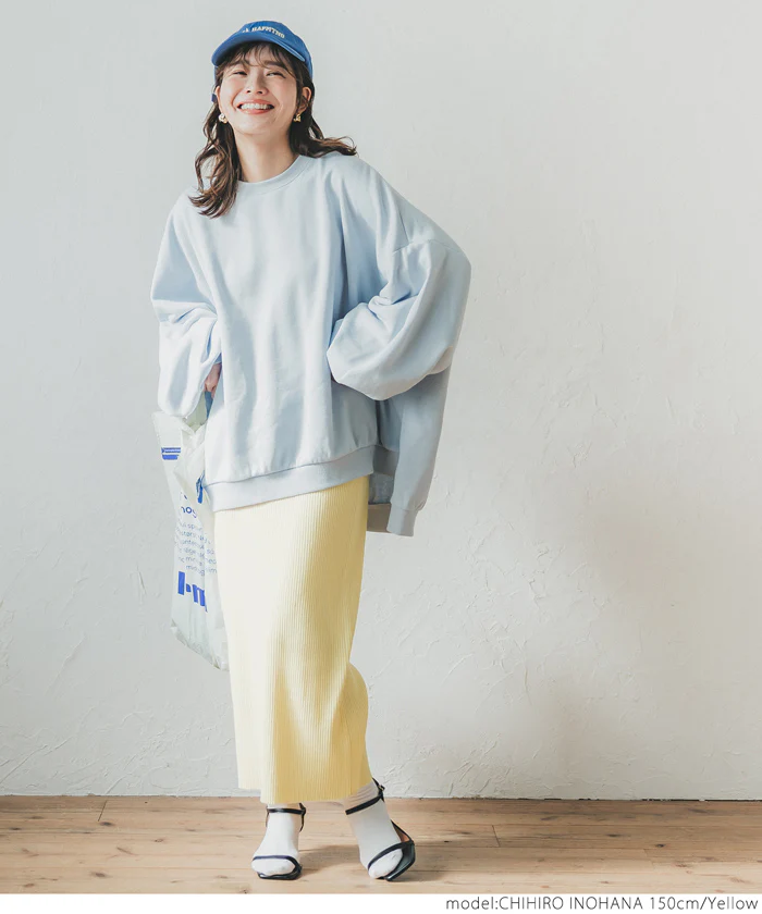 セール★1490円→550円 ニットスカート レディース シャリ感リブニット ストレート ミモレ丈 ウエストゴム Iライン ミディアム丈 メール便不可 24ss - Image 7