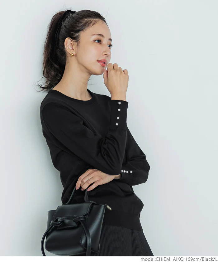 袖パールクルーネックニット レディース メール便不可 coca コカ - Image 12