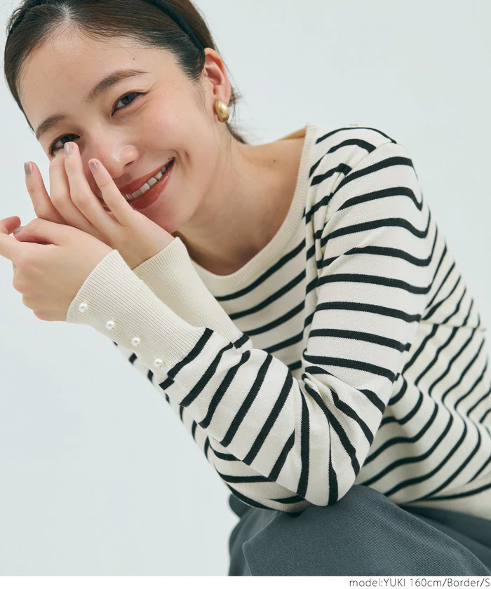 袖パールクルーネックニット レディース メール便不可 coca コカ - Image 9