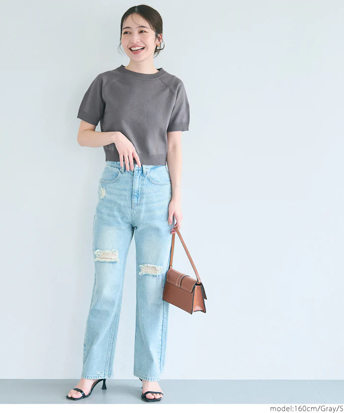 半袖クルーネックニット レディース メール便可 - Image 10