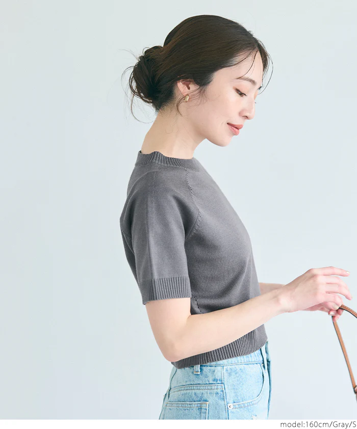 半袖クルーネックニット レディース メール便可 - Image 11