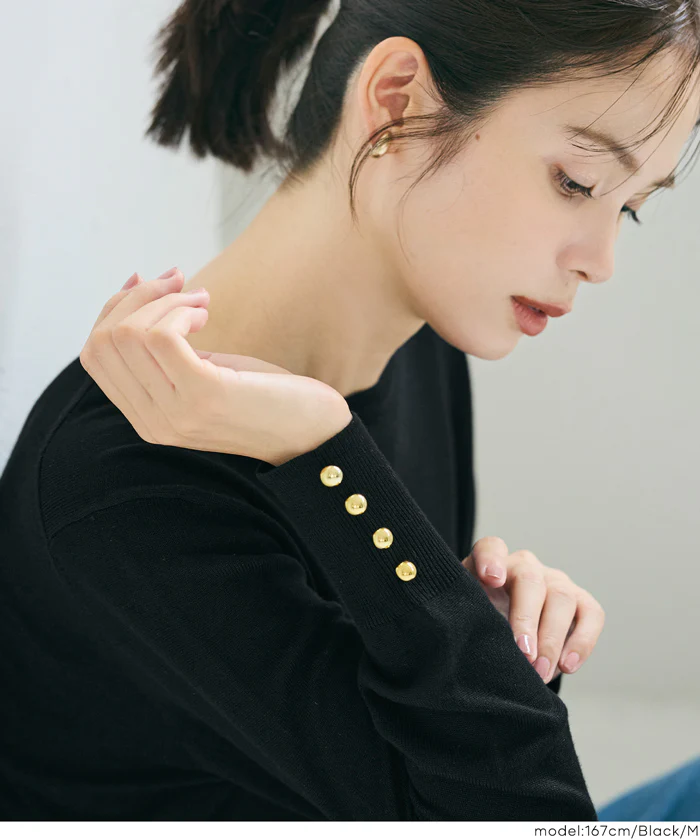 セール★1690円→1290円 袖金ボタンニットトップス レディース メール便不可 - Image 17