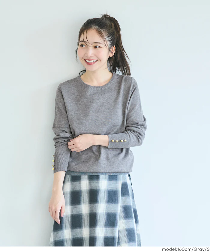 セール★1690円→1290円 袖金ボタンニットトップス レディース メール便不可 - Image 6