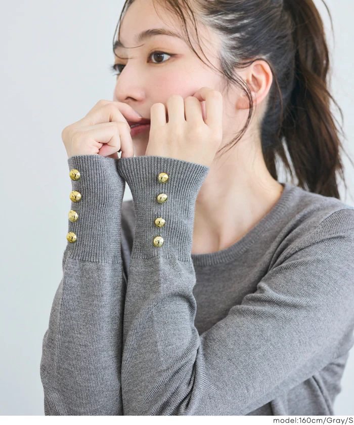 セール★1690円→1290円 袖金ボタンニットトップス レディース メール便不可 - Image 7