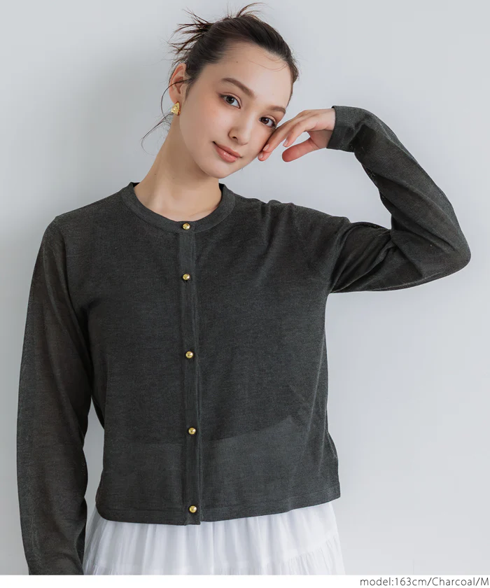 セール★2490円→1690円 シアーニット金ボタンカーディガン レディース メール便不可 - Image 3
