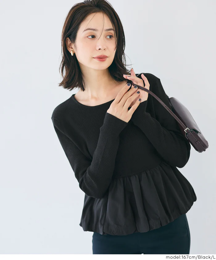 裾バルーンドッキングニットトップス レディース メール便不可 - Image 3