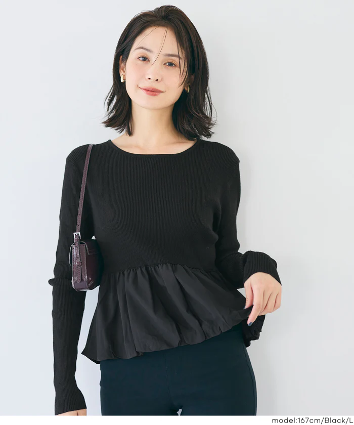 裾バルーンドッキングニットトップス レディース メール便不可 - Image 8