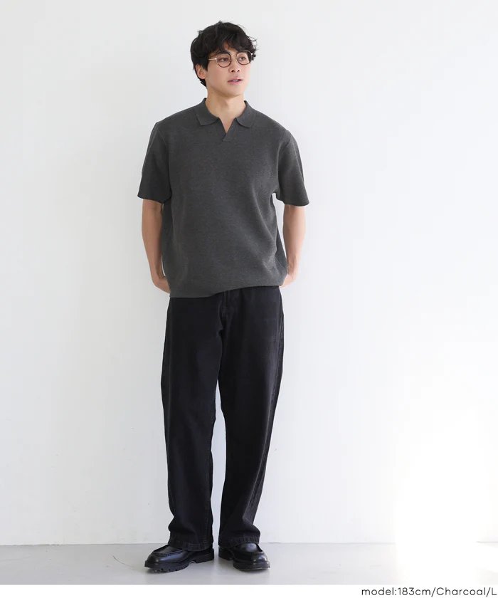 ダブルジャガードスキッパーポロニット メンズ メール便不可 - Image 2